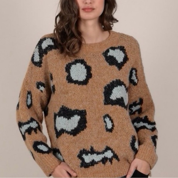 Molly Bracken Sweaters - Molly Bracken Animal Print Oversized Sweater